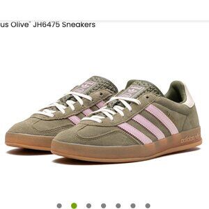 ADIDAS GAZELLE INDOOR FOCUS OLIVE/CLEAR PINK SNEAKERS Size W 7.5